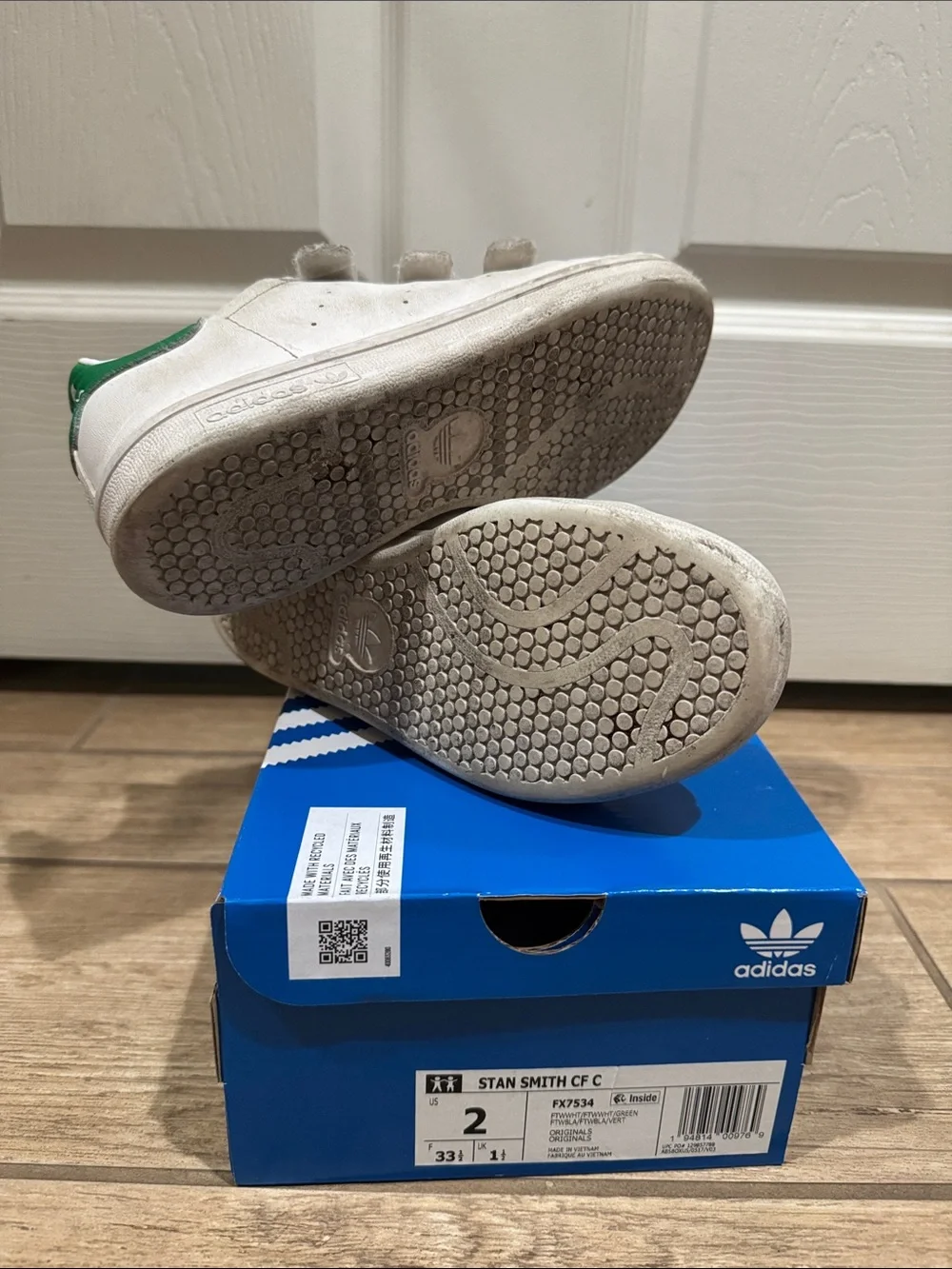 Adidas Original Kids Stan Smith CF Shoes (Size: 2)